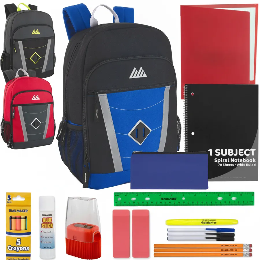 Kids 18-Inch Reflective Multi-Pocket Backpack with School Supply Kit — wholesale Bags & Backpacks by the case