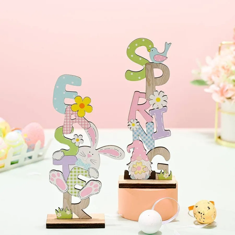 Easter Wooden Letter Ornament For Home Decor - Assorted — wholesale Seasonal & Holiday by the case