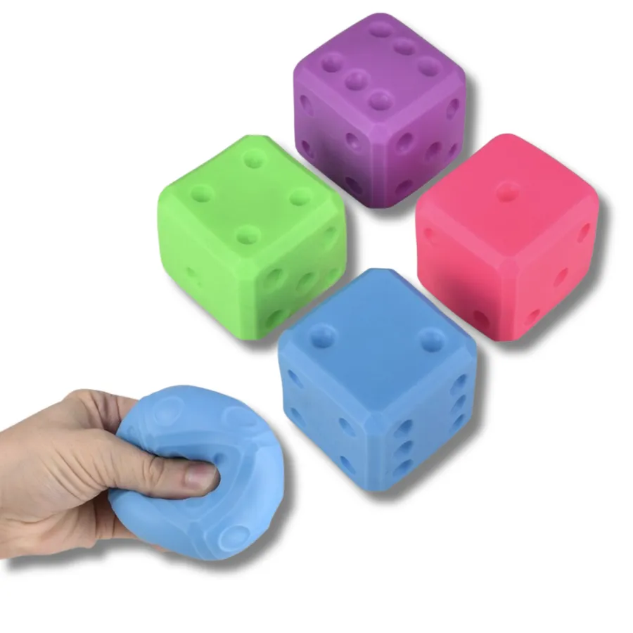 Marshmallow Neon Squeeze Fidget Dice Kids Toy- Assorted — wholesale Fidgets & Sensory by the case