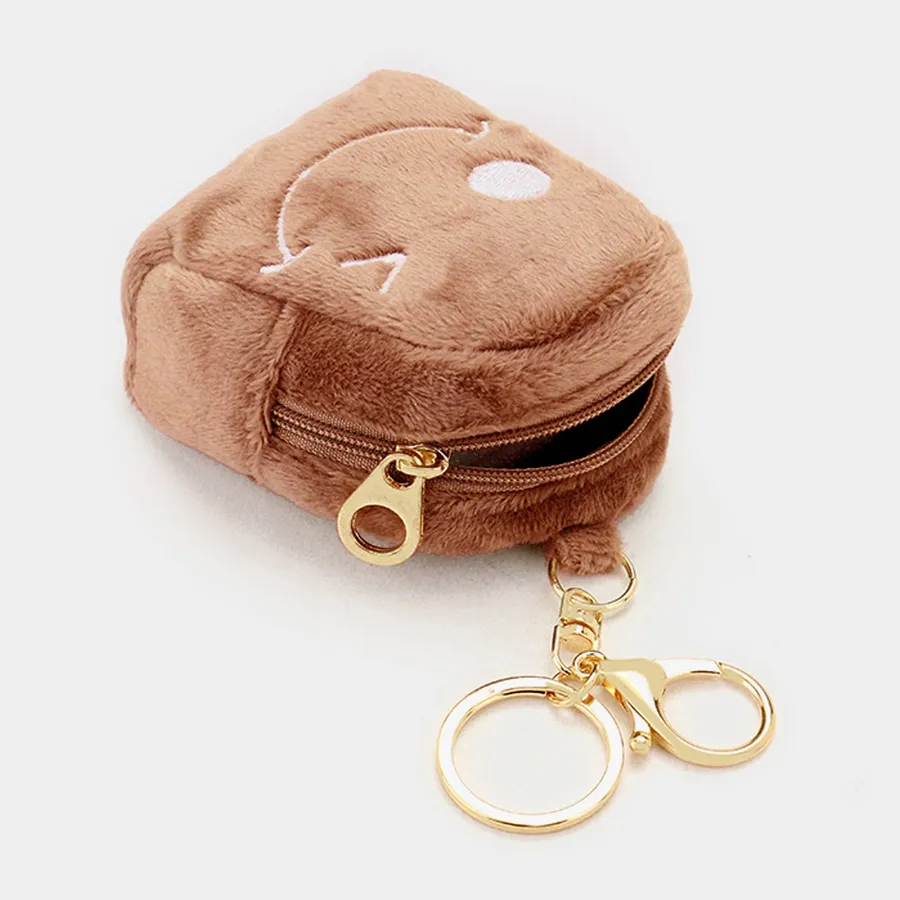 Trendy Faux Fur Back To School Keychain — wholesale Keychains & Charms by the case
