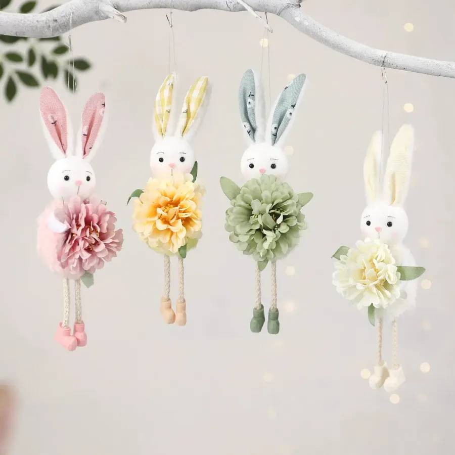 Bunny Decorations & Floral Pendant Set — wholesale Home & Décor by the case