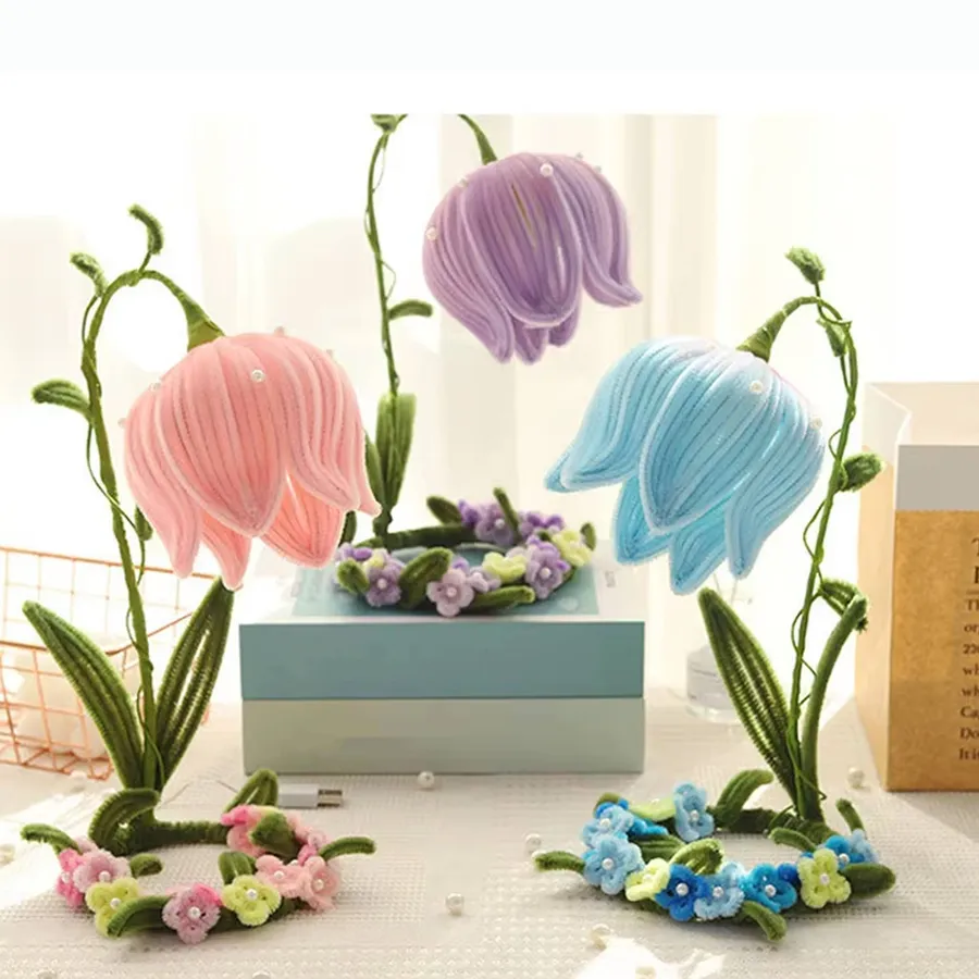 Handmade DIY Materials Artificial Flowers Lamp - Assorted — wholesale Home & Décor by the case