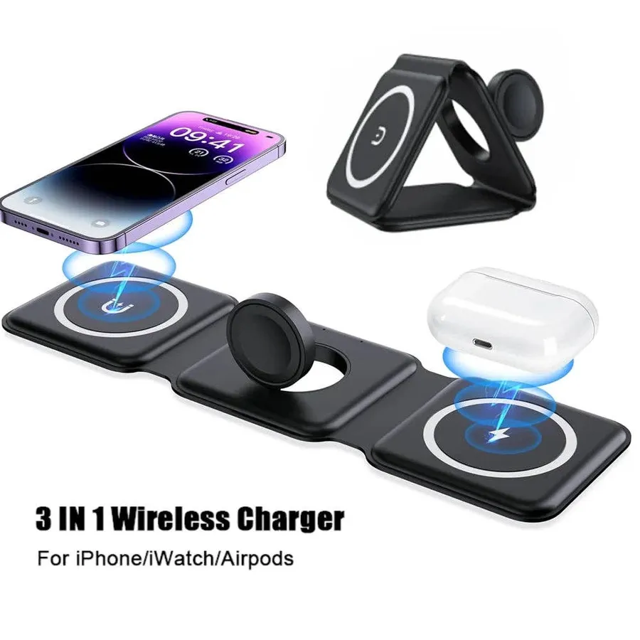 3-in-1 Wireless Charging Station — Apple Devices | Fast Charging | Desktop Organizer — wholesale Tech & Gadgets by the case