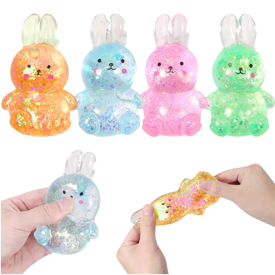 Glitter Bunny Squeeze Stress Relief Fidget Kids Toy — wholesale Fidgets & Sensory by the case