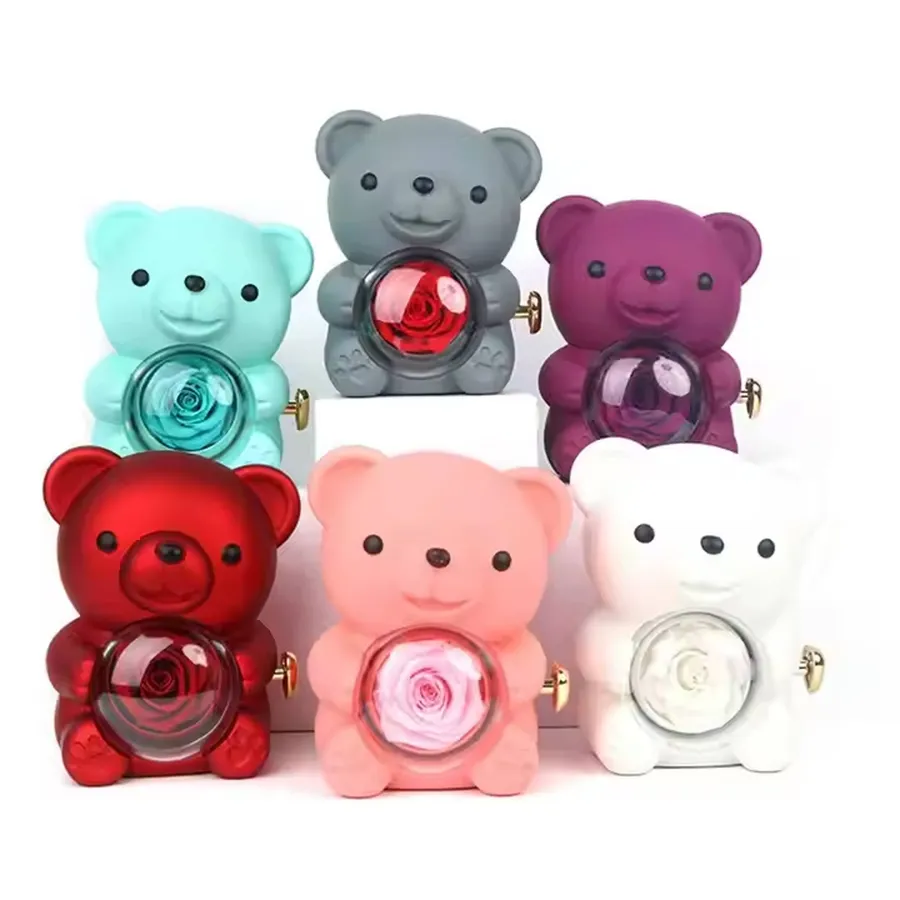 Preserved Rotating Rose Bear Gifts For Home Decor - Assorted — wholesale Home & Décor by the case