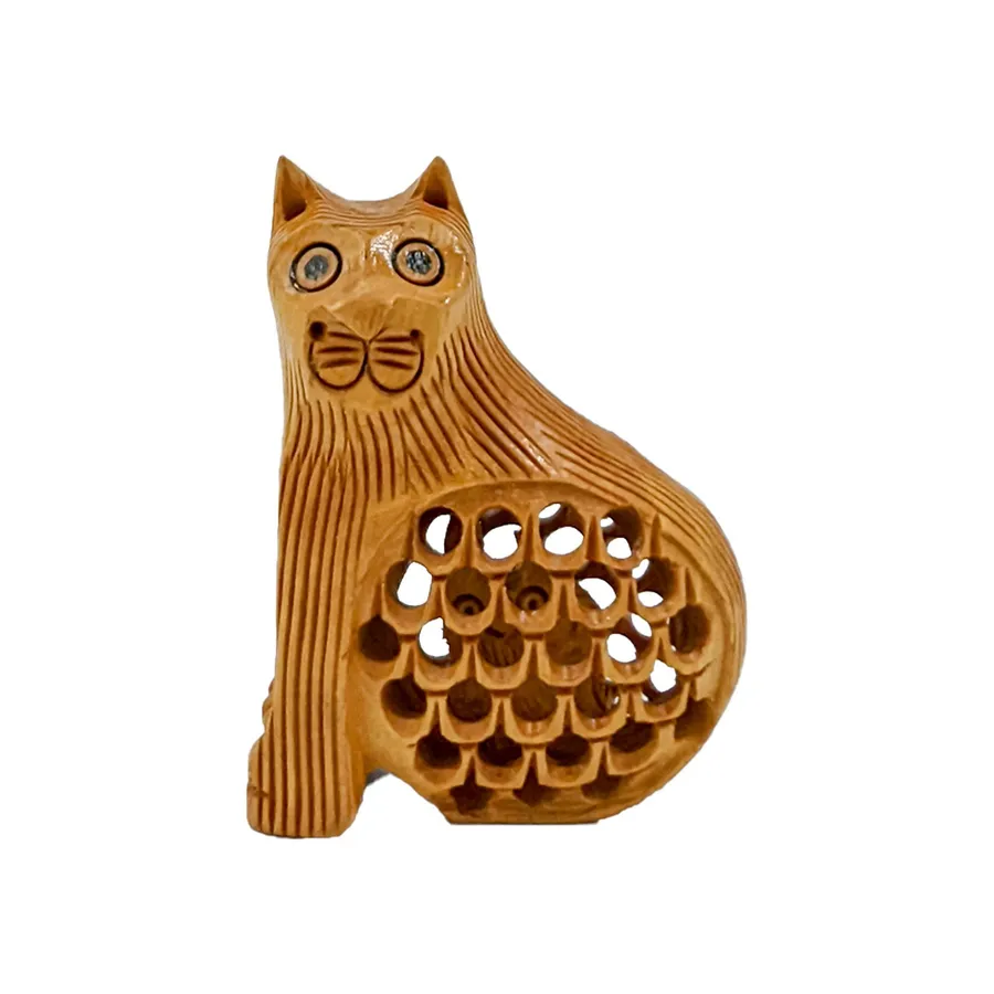 Wooden Sitting Cat Decorative Showpiece — wholesale Home & Décor by the case