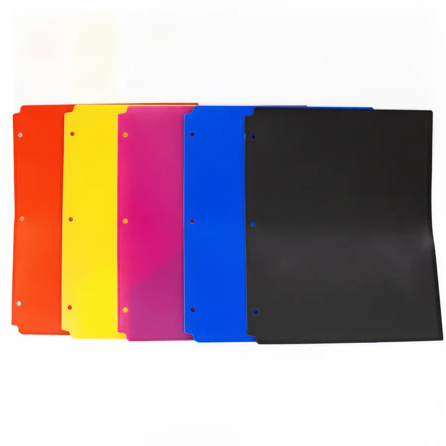 Plastic 2-Pocket Folders, 3-Hole Punched - Assorted Colors for School Supplies & Office Stationery — wholesale Stationery & Office by the case