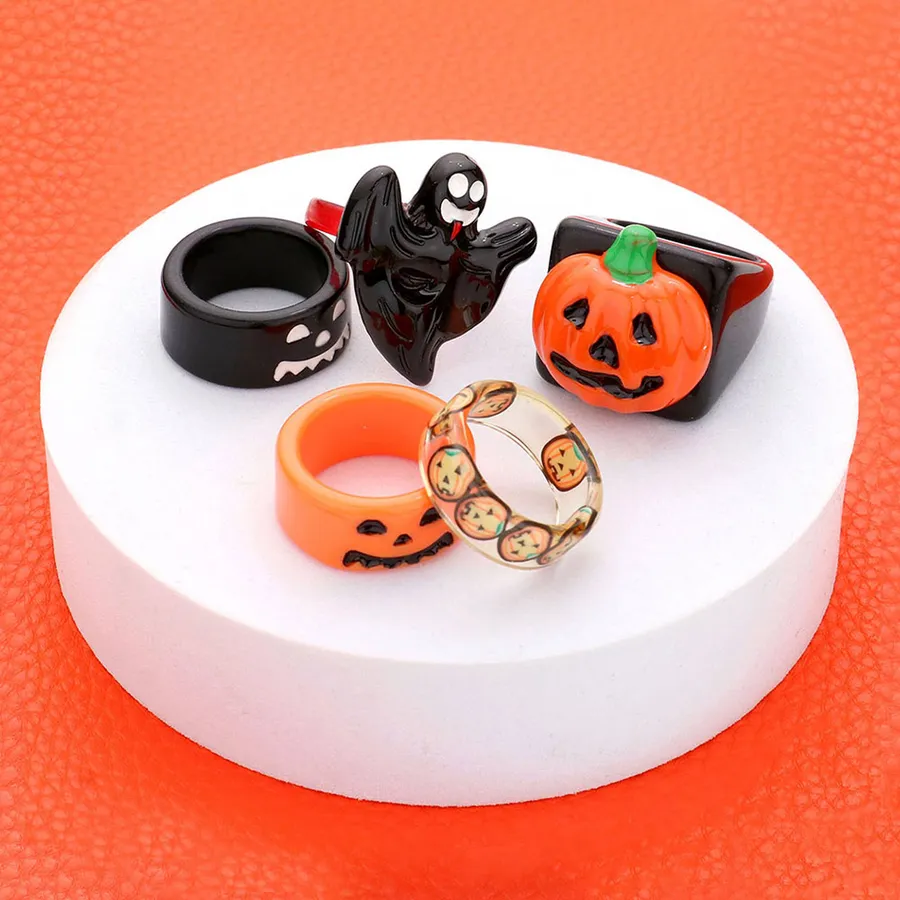 Halloween Theme Ghost Rings Set - Assorted — wholesale Seasonal & Holiday by the case