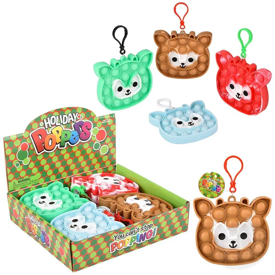 Fidget Sensory Toy Reindeer Bubble Popper Clip-On - Assorted — wholesale Fidgets & Sensory by the case