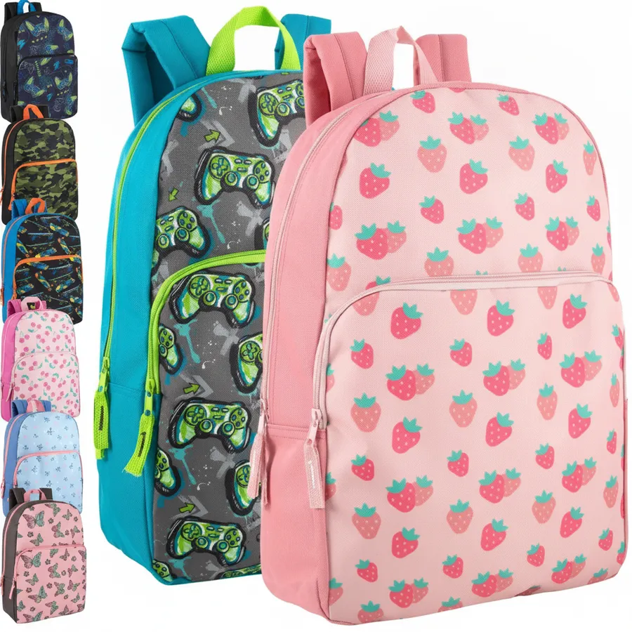 17-Inch Kids Printed Backpack - Assorted Prints for Everyday Travel and School Bags — wholesale Bags & Backpacks by the case