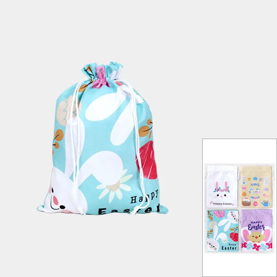 Easter Patterned Draw String Gift Bag - Assorted — wholesale Seasonal & Holiday by the case