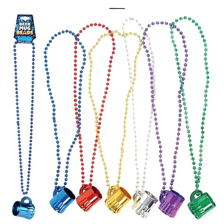 33" Metallic Beer Mug Beads For Adults — wholesale Kitchen & Drinkware by the case