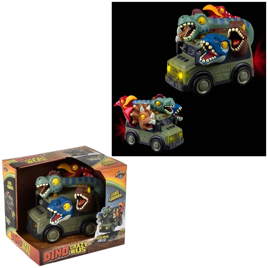 Glowing Light Up Sound Dinosaur School Bus Kids Toy — wholesale Toys & Games by the case