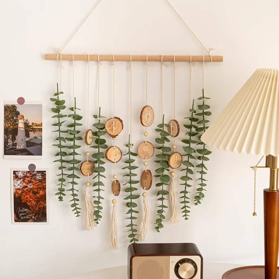 2907BA Room Decoration Hand-Woven Background Wall Eucalyptus Leaf — wholesale Home & Décor by the case