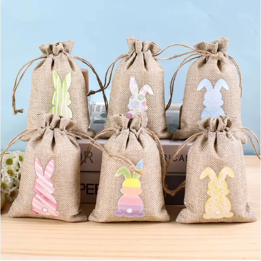 Easter Burlap Jute Candy Bags For Kids - Assorted — wholesale Seasonal & Holiday by the case