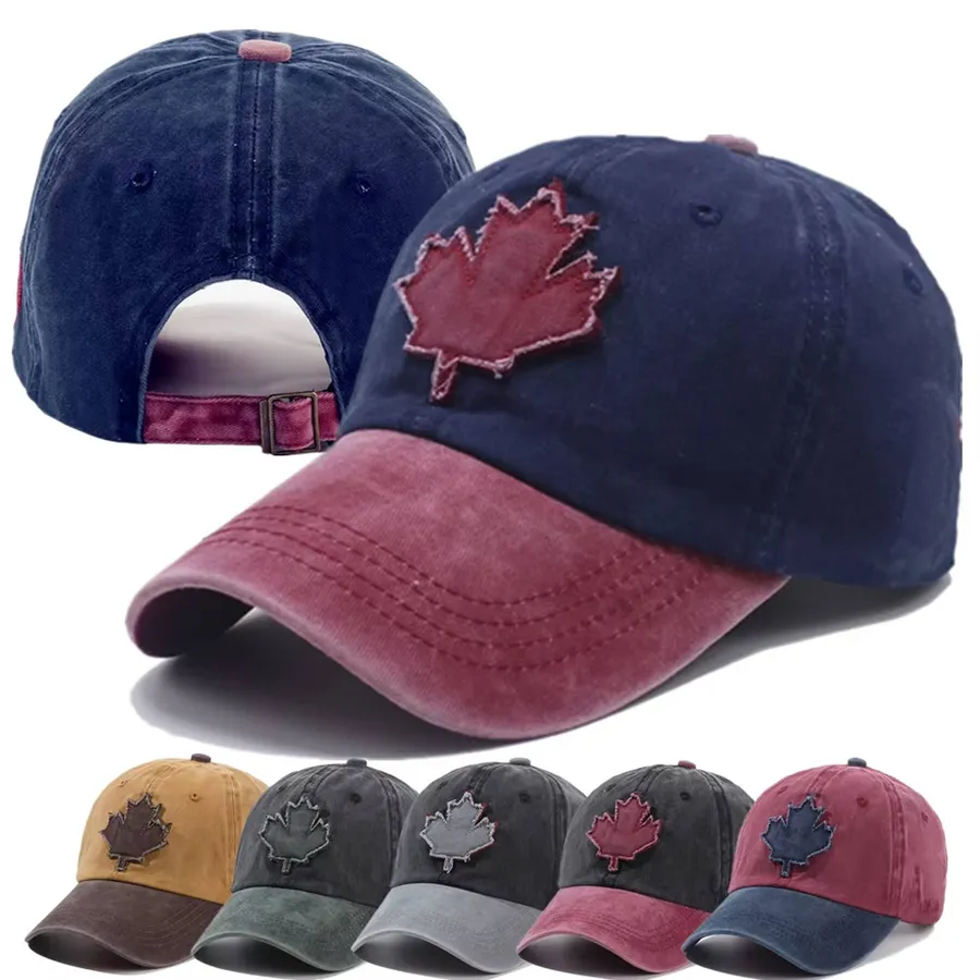 Cotton Vintage Leaf Embroidery Baseball Cap - Assorted — wholesale Apparel & Accessories by the case