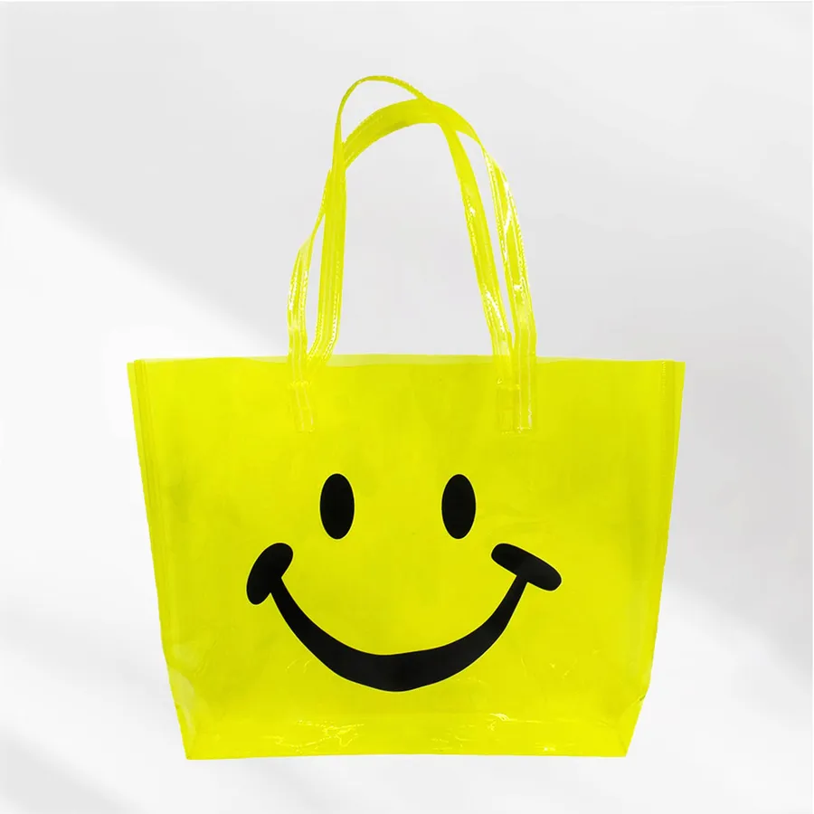Smile Face Printed Transparent Tote Bag For Valentine — wholesale Seasonal & Holiday by the case