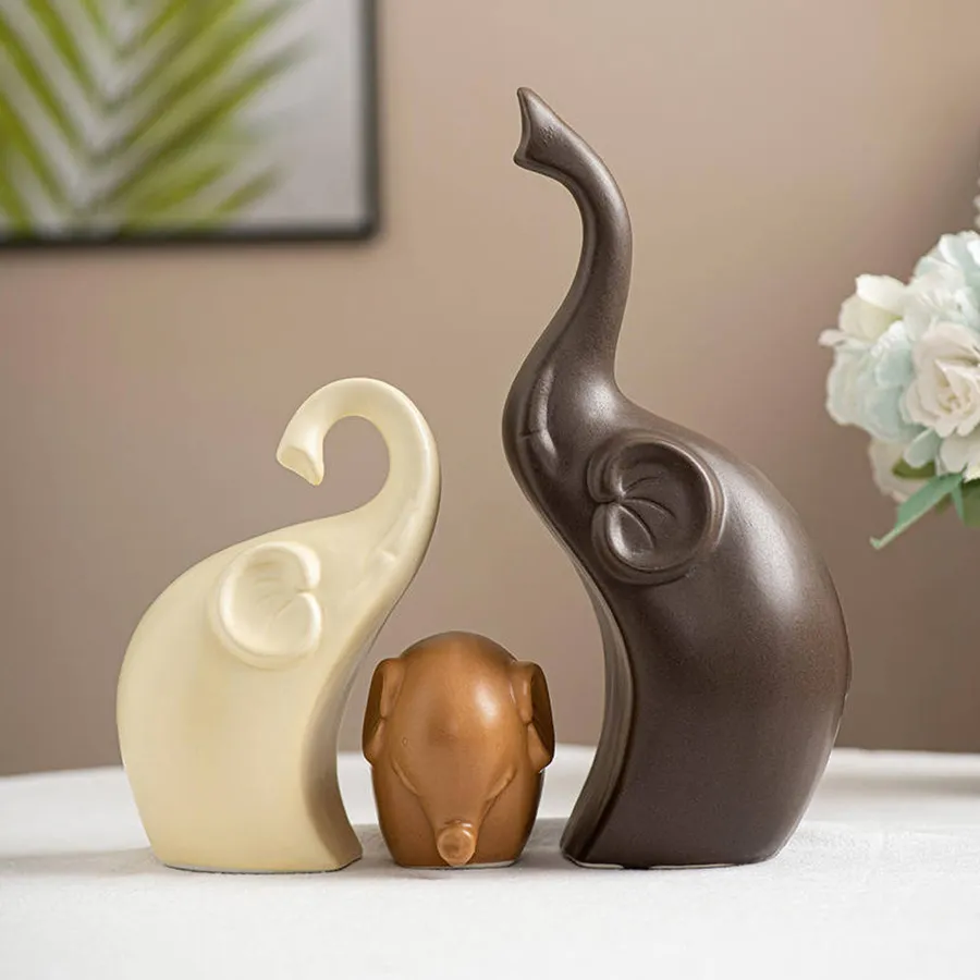 Creative Ceramic Elephant Figurine Set For Decor — wholesale Home & Décor by the case