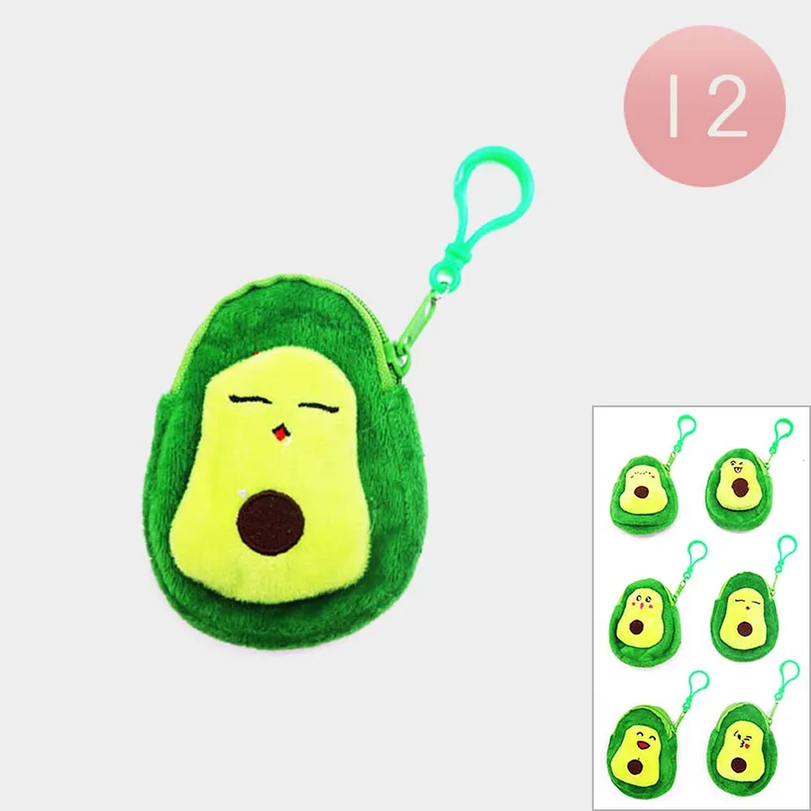 Avocado Design Women's and Girl's Coin Purse Keychains — wholesale Keychains & Charms by the case