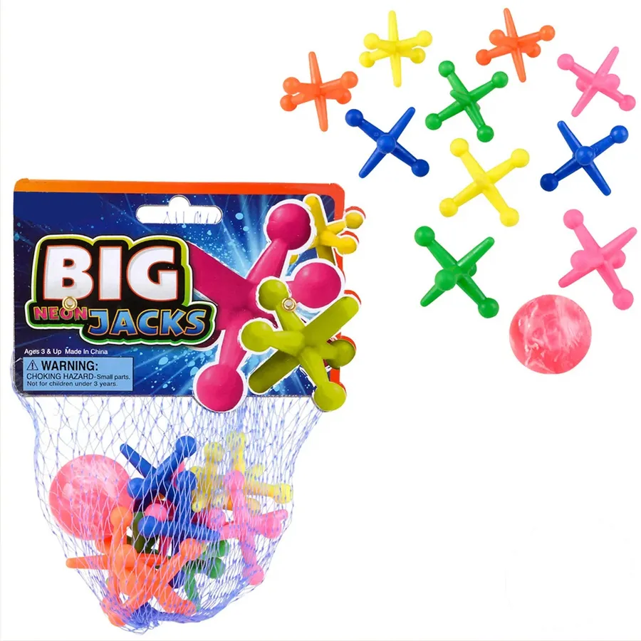 Large Neon Plastic Jacks Game Sets For Kids — wholesale Toys & Games by the case