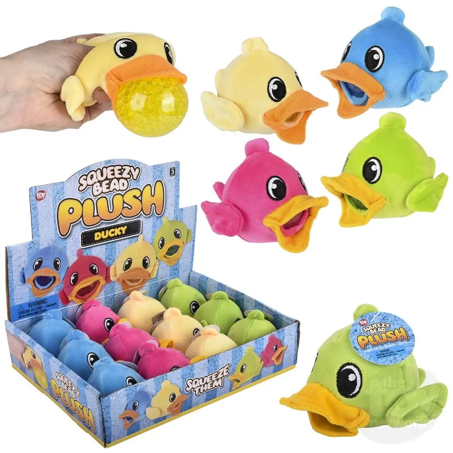 Squishy Toy Ducky Squeezy Bead Plush, Yellow Duck Sensory Fidget — wholesale Fidgets & Sensory by the case