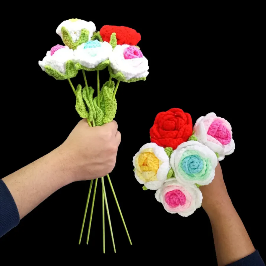 Knitted Rose Flower For Gifting & Home Decore — wholesale Home & Décor by the case