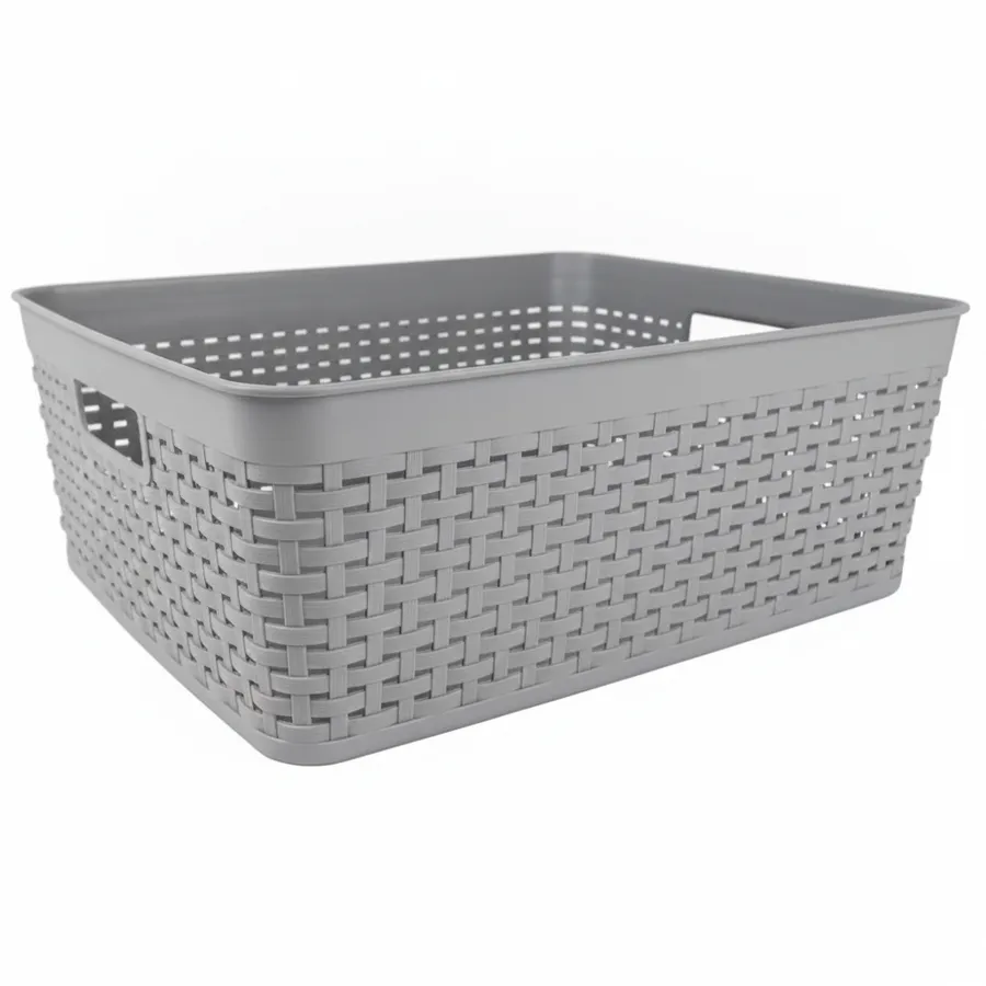 Gray Storage Bins for Home Organization and Everyday Housewares (14" x 11.4" x 5.3") — wholesale Kitchen & Drinkware by the case