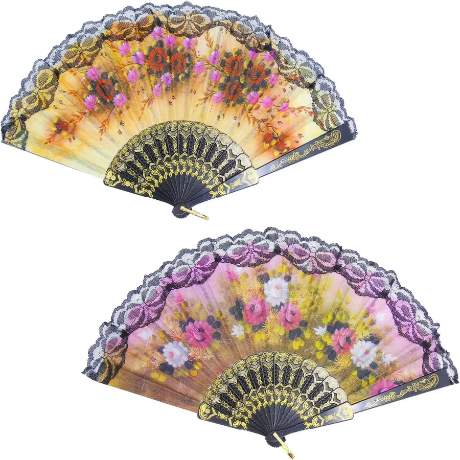 Rainbow Glitter Lace Hand Fan - Assorted — wholesale More Wholesale Goods by the case