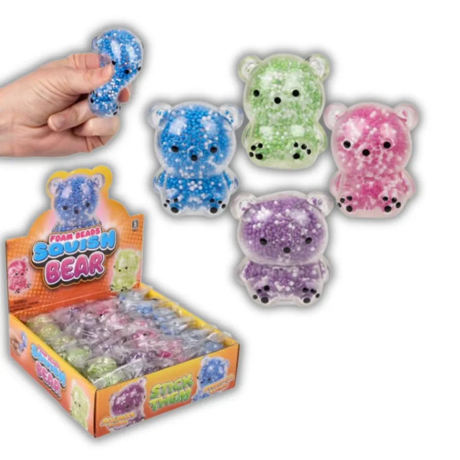 Mini Squeezy Foam Bead Bear Fidget Kid Toy- Assorted — wholesale Fidgets & Sensory by the case