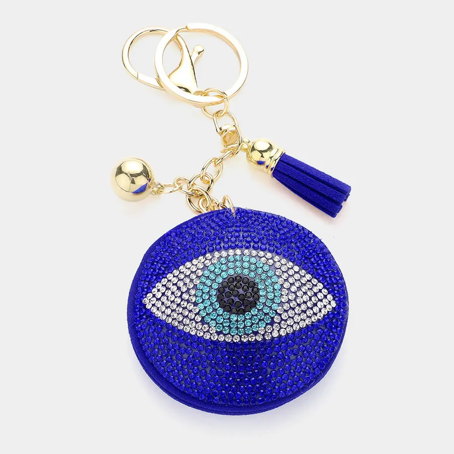 Bling Studded Evil Eye Keychain - Assorted — wholesale Keychains & Charms by the case