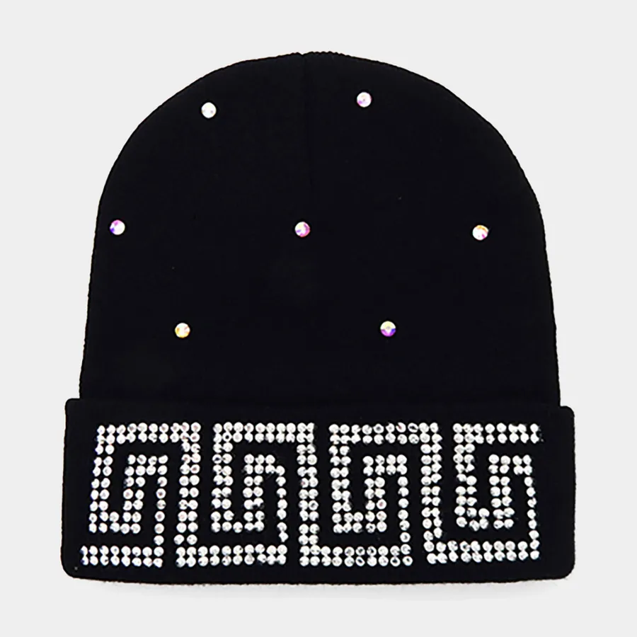 Bling Studded Geometric Pattern Beanie Hat — wholesale Apparel & Accessories by the case
