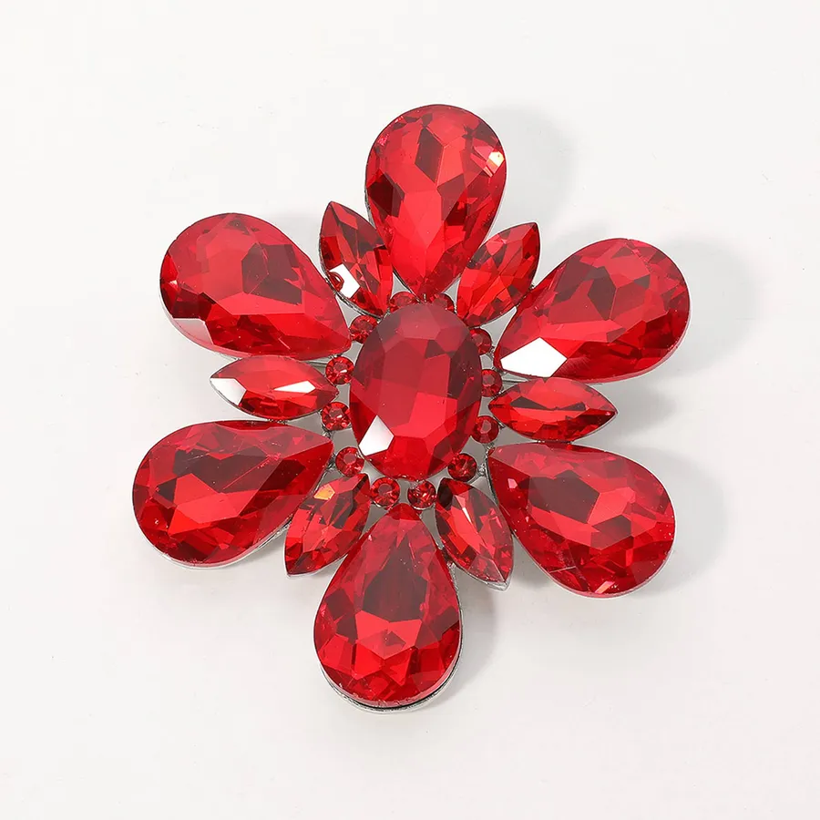 Teardrop Crystal Flower Patterned Pin Brooch - Assorted — wholesale More Wholesale Goods by the case