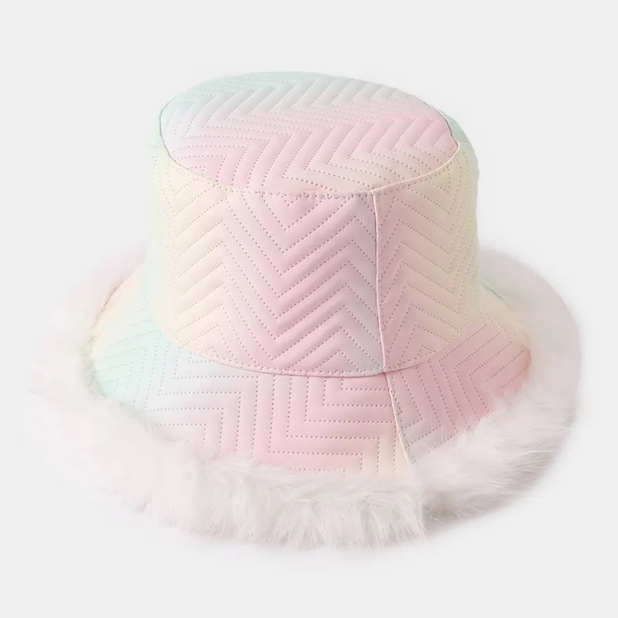 Faux Fur Trimmed Bucket Hat - Assorted — wholesale Apparel & Accessories by the case