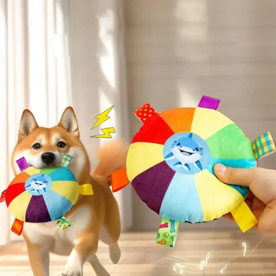 Rainbow Plush Flying Saucer Dog Toy for Outdoor Play — wholesale Plush & Squishies by the case