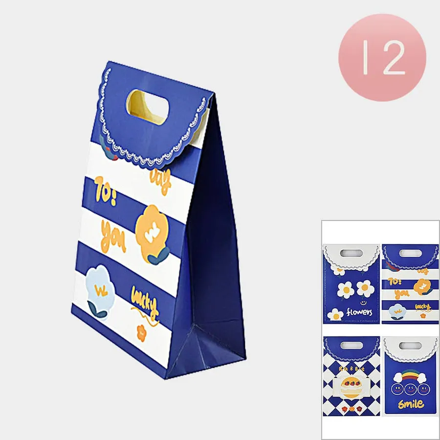 Easter Smile Flower Patterned Folding Gift Bags - Assorted — wholesale Seasonal & Holiday by the case