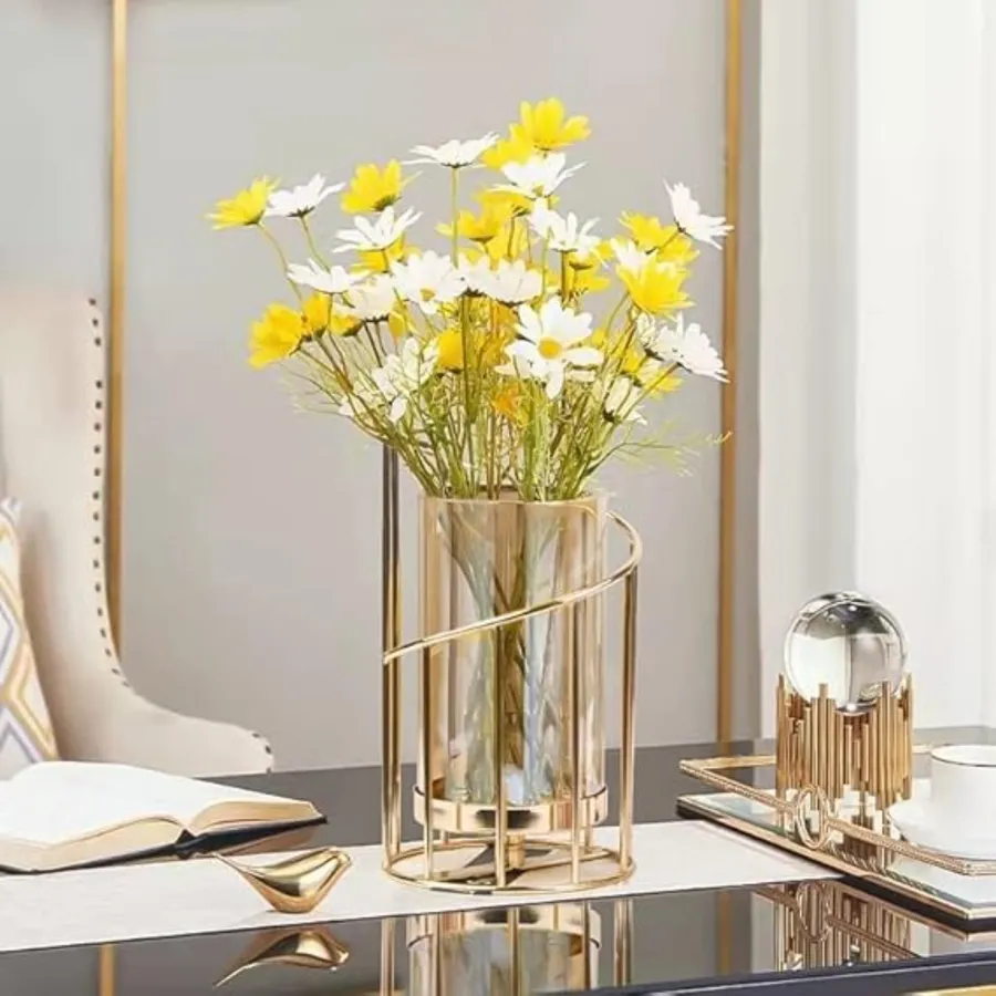 Flower Vase with Metal Stand for Home Decore — wholesale Home & Décor by the case