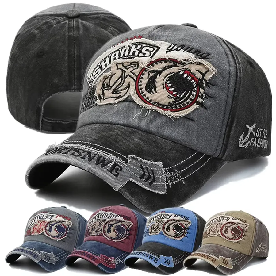 Cotton Vintage Letter Embroidery Baseball Cap - Assorted — wholesale Apparel & Accessories by the case