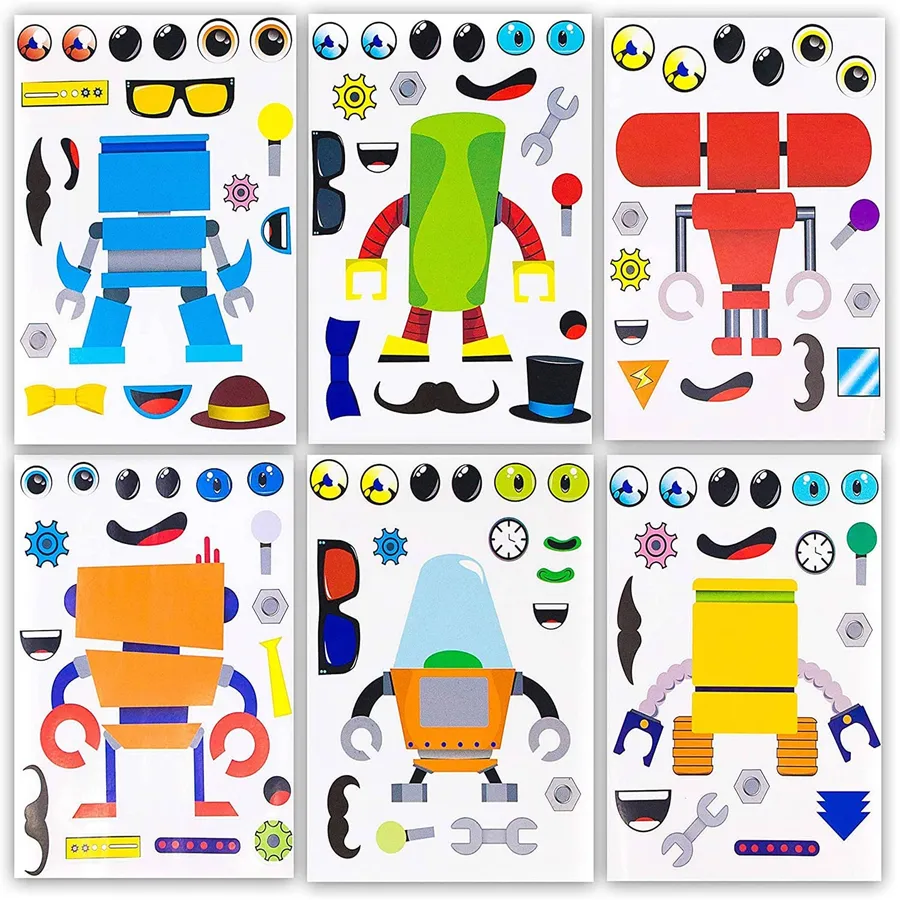 Robot Stickers For Kids - Assorted — wholesale Stationery & Office by the case