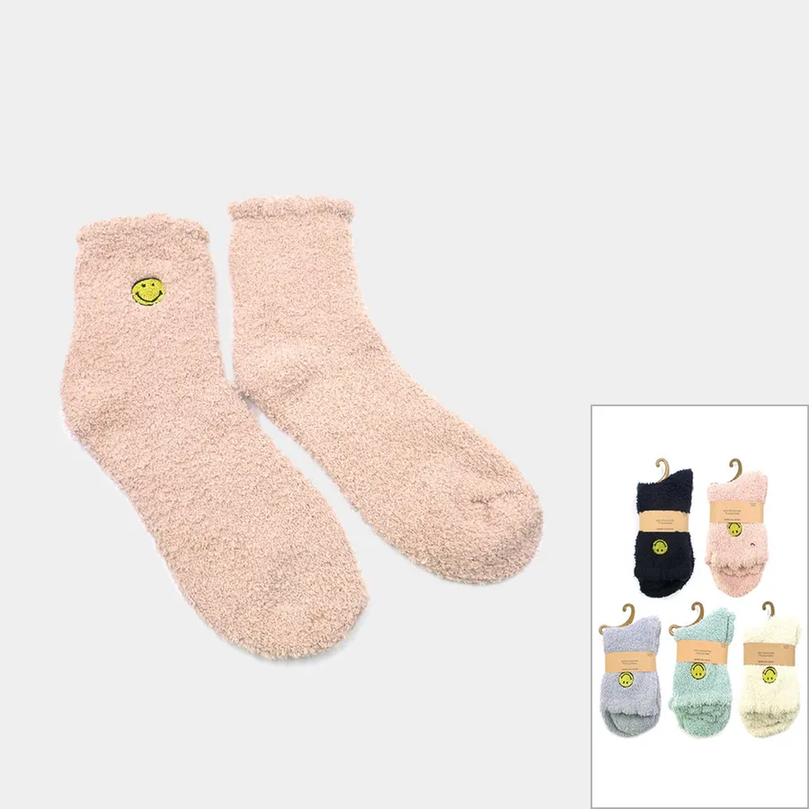 Smile Face Pointed Warm Cozy Socks For Valentine - Assorted — wholesale Seasonal & Holiday by the case
