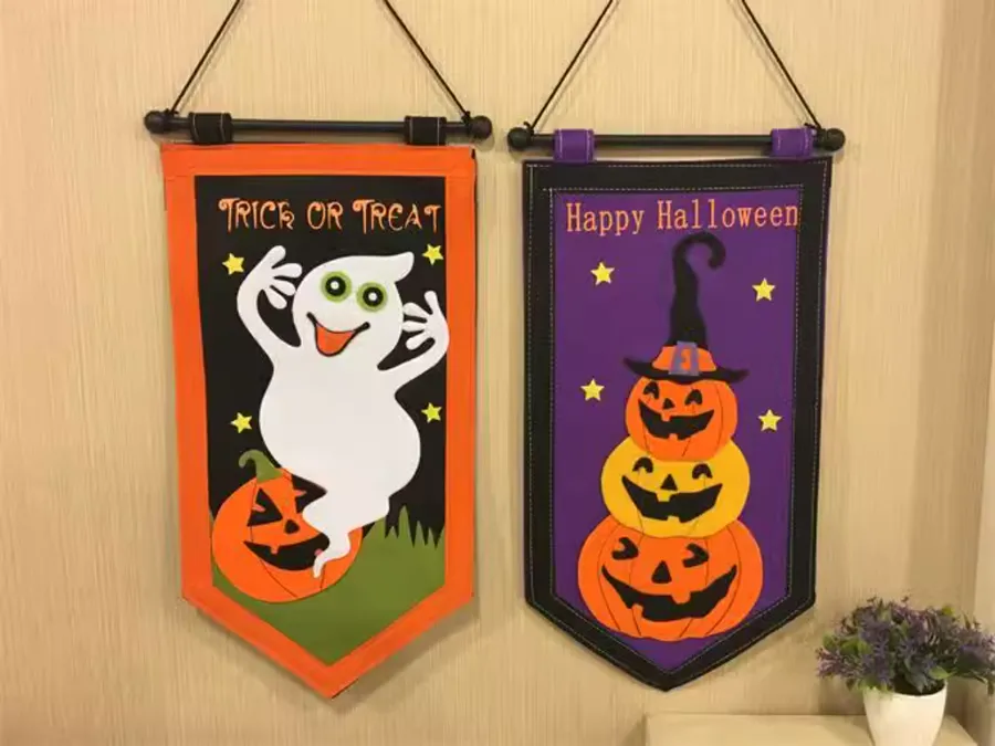 Scary Cute Pumpkin Face Fabric Flag — wholesale Home & Décor by the case