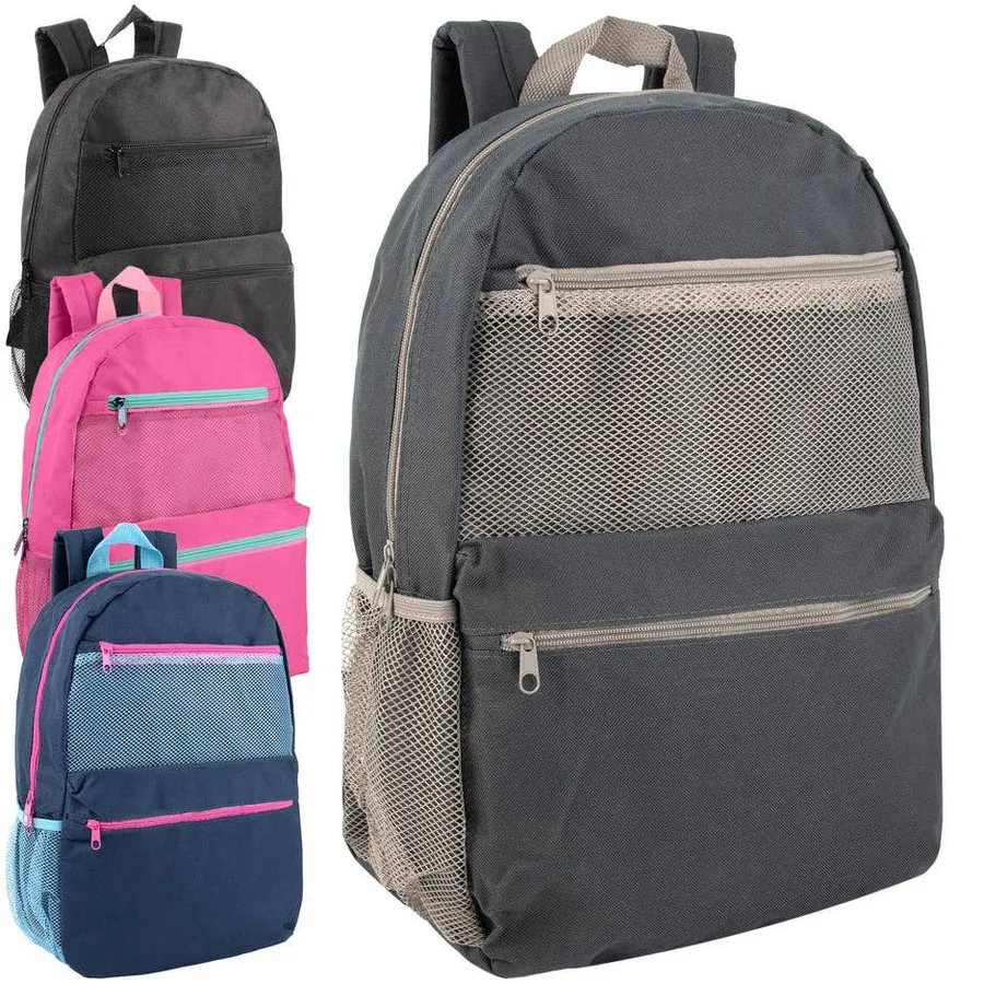 17” Trailmaker Kids Backpack – Double Front & Mesh Pockets — wholesale Bags & Backpacks by the case