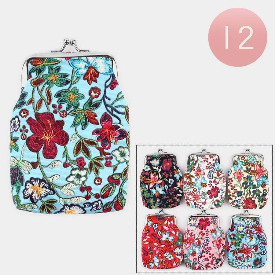 Flower & Leaf Clasp Closure Assorted Coin Purses Wallet — wholesale Bags & Backpacks by the case