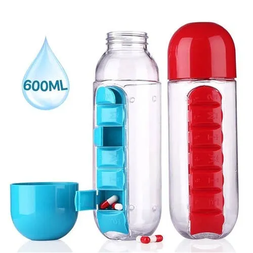 Smart Portable Water Bottle + Pill Organizer | Senior Care — wholesale Kitchen & Drinkware by the case