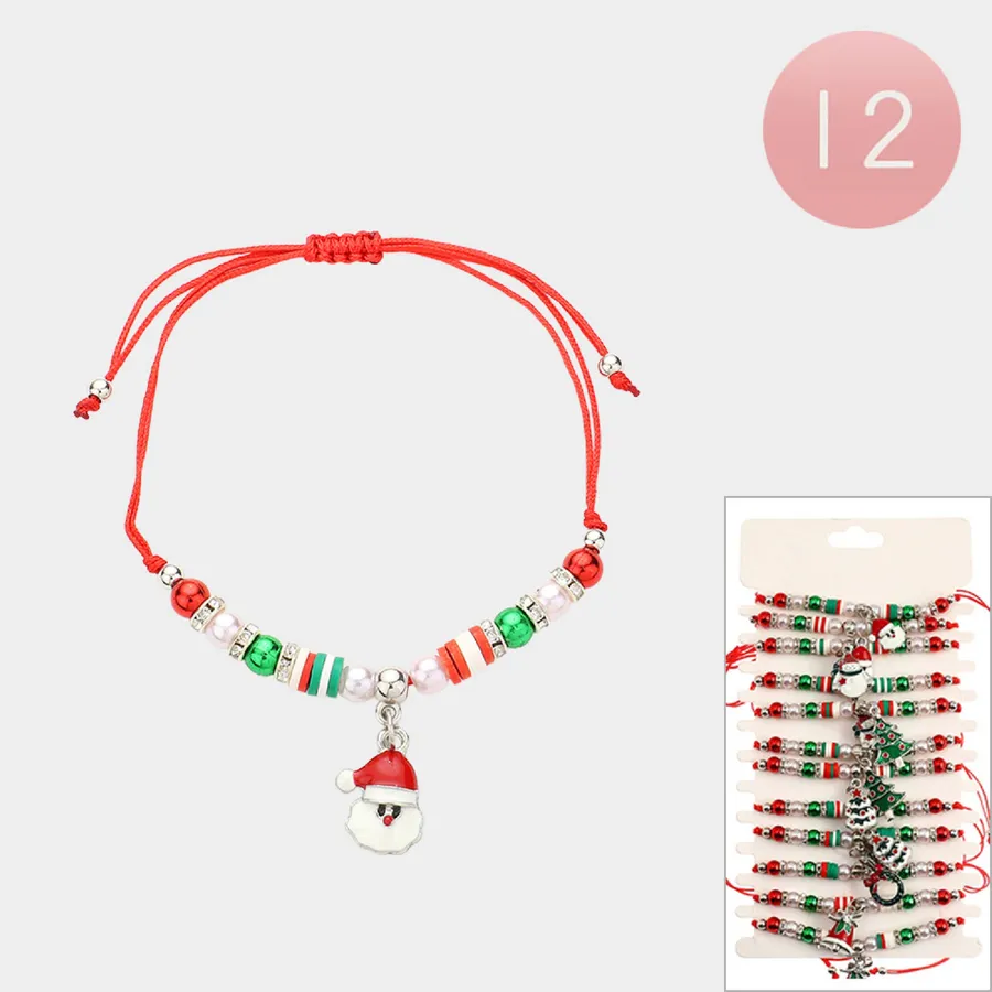 New Christmas Adjustable Charm Bracelets - Assorted — wholesale Keychains & Charms by the case