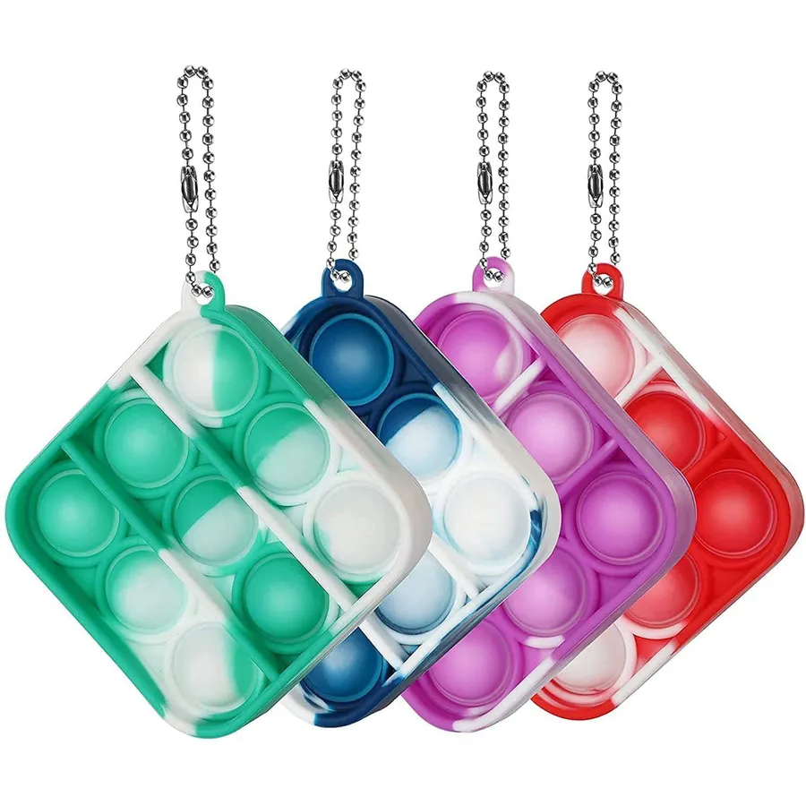 Mini Pop It Fidget Keychain Toy- Assorted — wholesale Fidgets & Sensory by the case