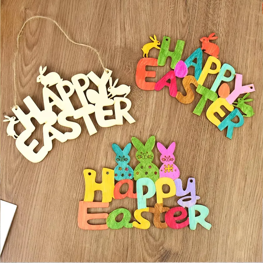 Wooden Bunny Hanging Door Ornaments - Assorted — wholesale Home & Décor by the case