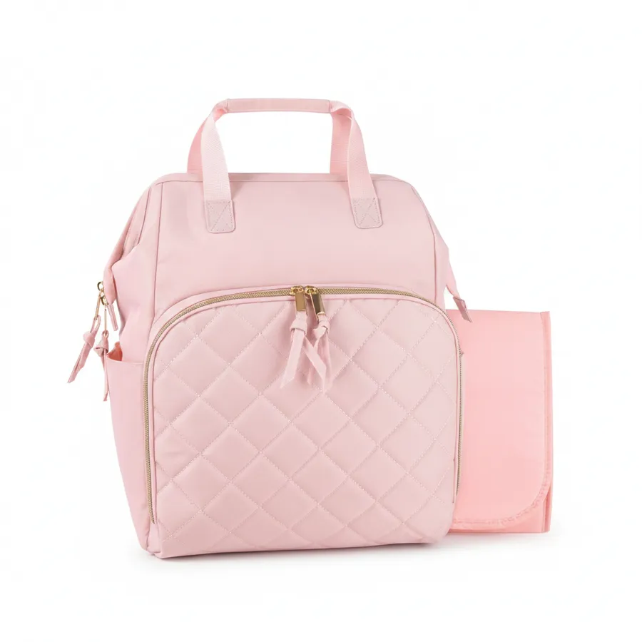 Multi-Functional Diaper Bag Backpack with Changing Pad and Stroller Straps - Pink — wholesale Bags & Backpacks by the case