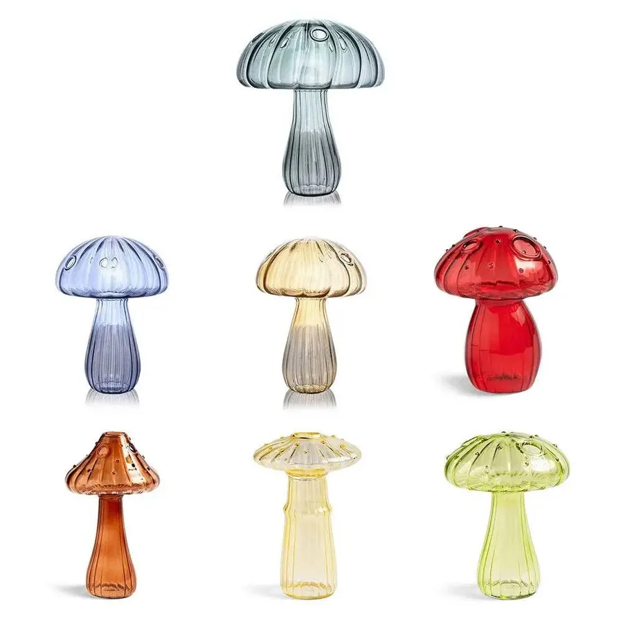Mushroom Glass Vase Home Holiday Decor - Assorted — wholesale Seasonal & Holiday by the case