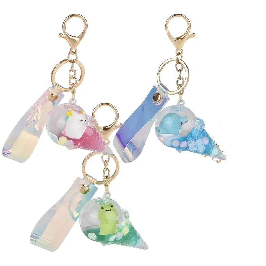 Animal Patterned Ice Cream Clip On Keychain - Assorted — wholesale Keychains & Charms by the case