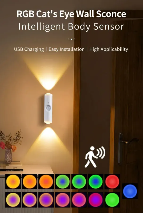 2PCS LED Motion Sensor Night Light – RGB Color Changing — wholesale Home & Décor by the case